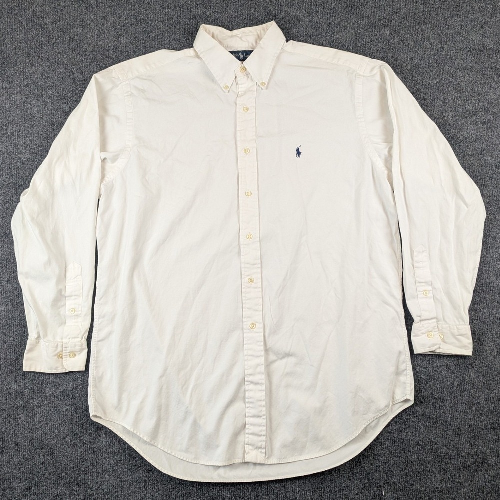 Ralph Lauren Mens Classic Fit White Cotton Button Down Shirt 16.5 34/35 Logo - Picture 3 of 14